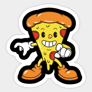 Retro 60s Pizza Cartoon Sticker